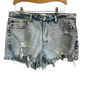 Abercrombie & Fitch Light Blue Distressed Jean Shorts
